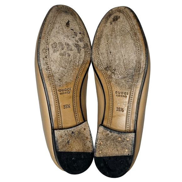 Gucci Brixton Horsebit Loafers EU 35.5 US 5.5 Wheat Beige Leather Slip On Flats - Picture 10 of 10